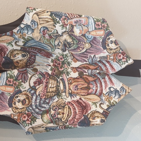 Nadia Dog Vest Vintage Y2K Button Down USA Made Italian Fabric Medium Tapestry - Picture 4 of 10